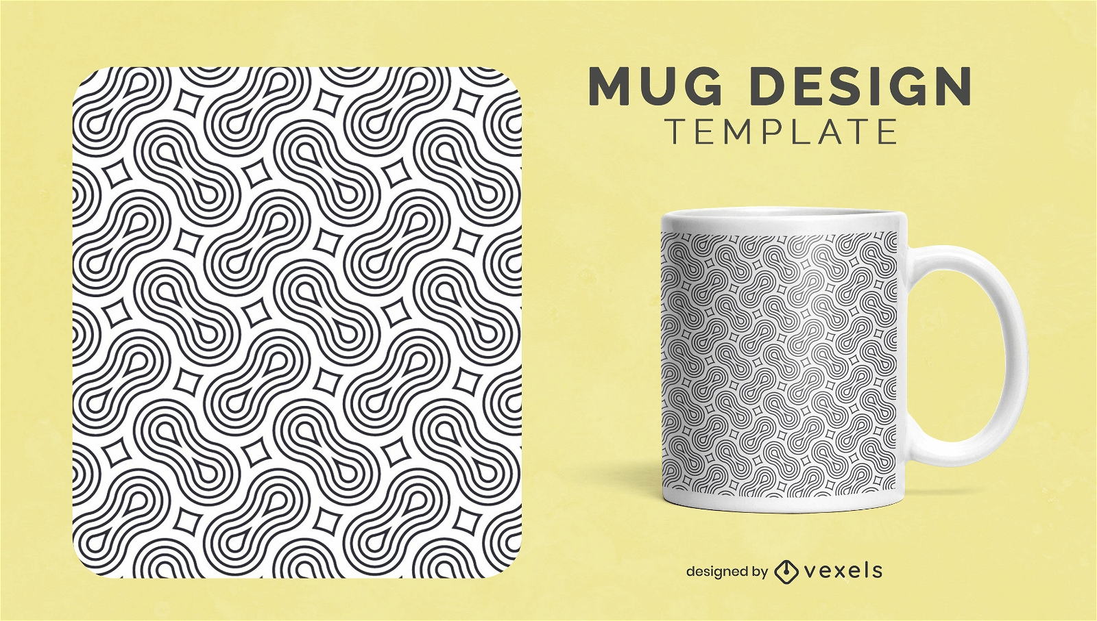 Abstract shapes design mug template