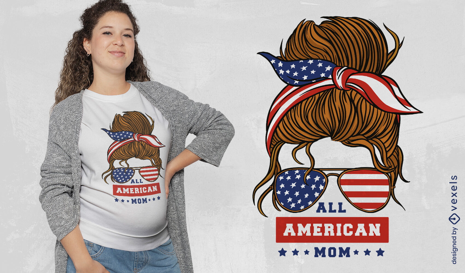 Mujer con diseño de camiseta de bandana americana