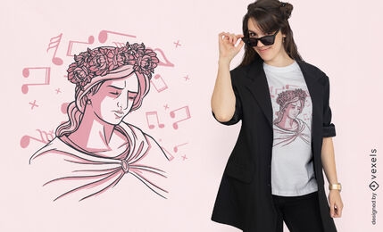 Mulher com design de t-shirt de coroa de rosas