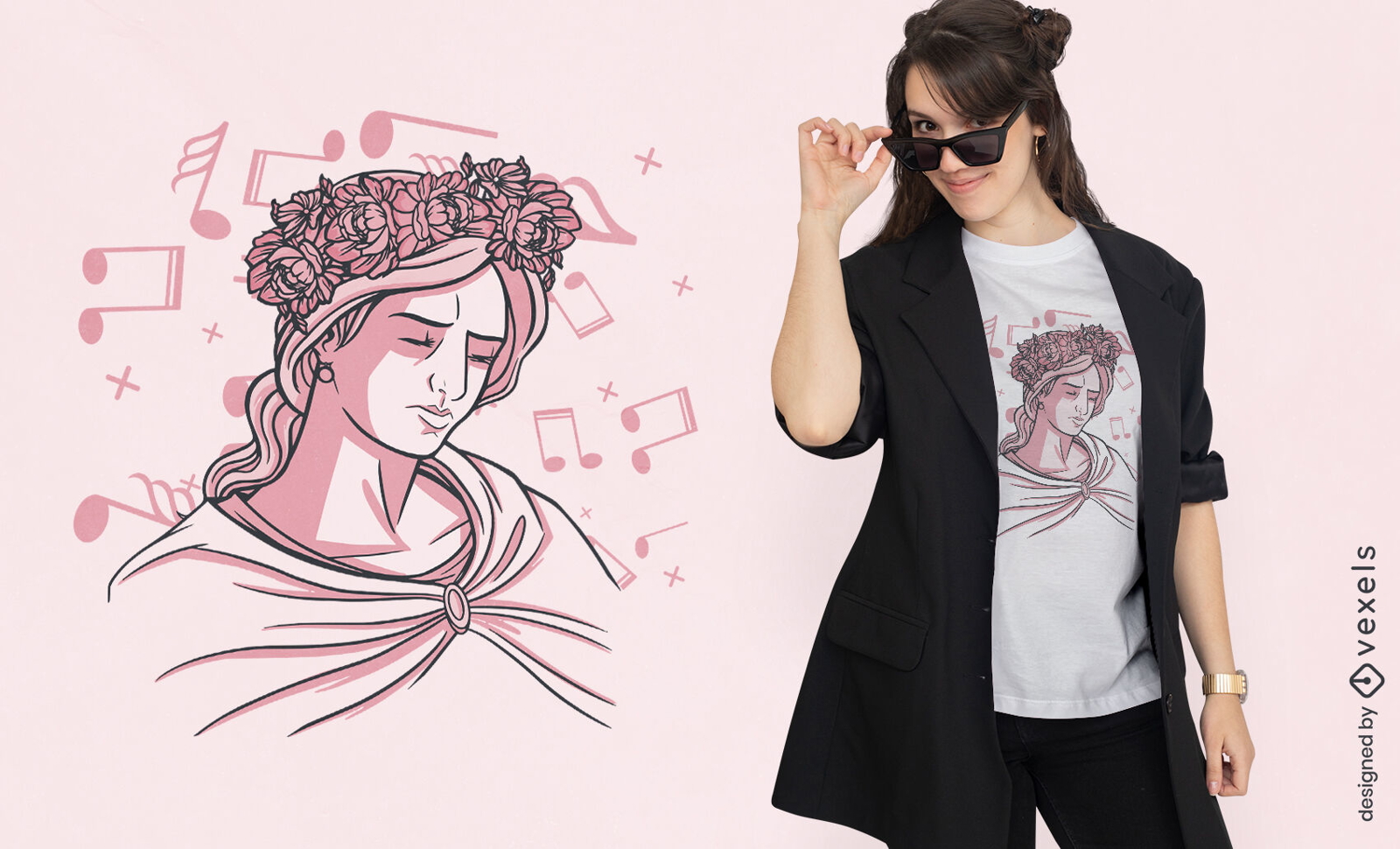 Woman With Rose Crown T-shirt Design Vector Download