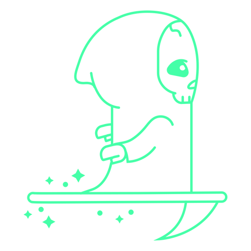 Ceifador patinando em uma foice Desenho PNG