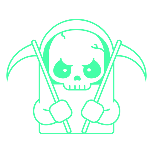 Small grim reaper holding two sickles PNG Design
