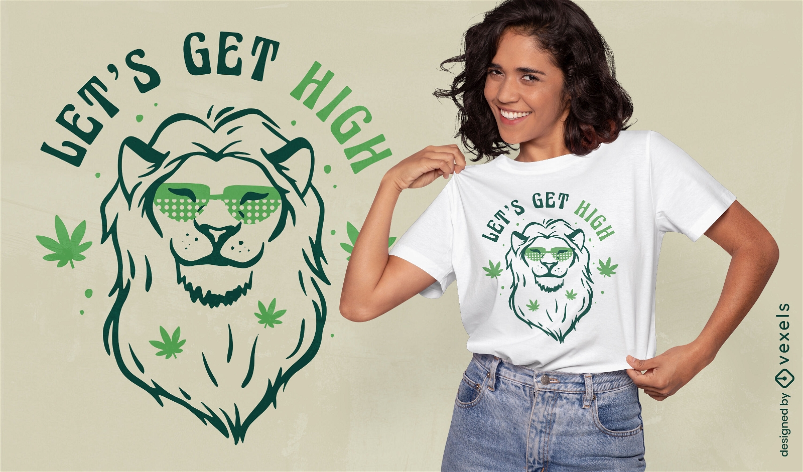 Design de camiseta com citação de leão de cannabis