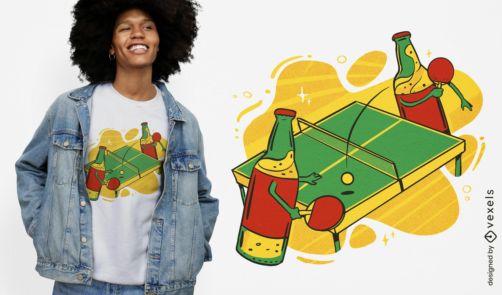 Design de camiseta de desenho animado de cerveja pong