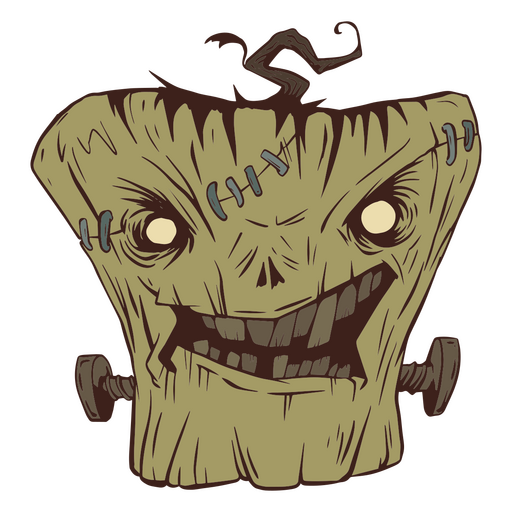 Calabaza de Halloween personaje de Frankenstein Diseño PNG