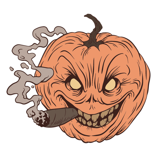 Halloween rauchender Kürbischarakter PNG-Design