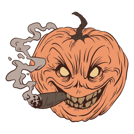 Halloween smoking pumpkin character