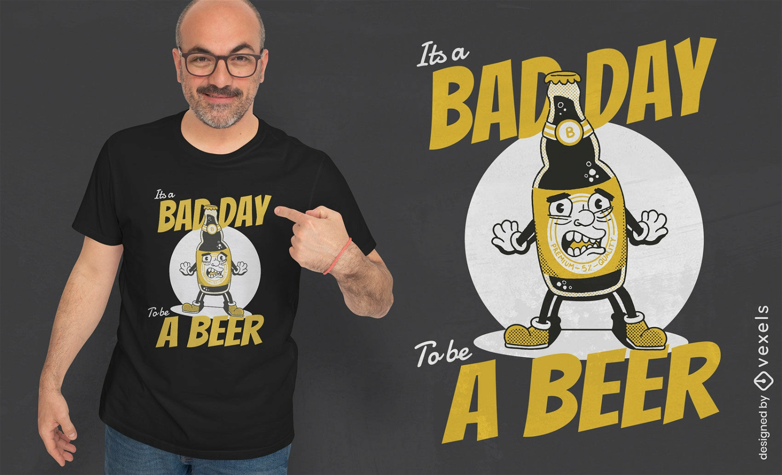 Es ist ein schlechter Tag, um ein lustiger Cartoon-T-Shirt-Entwurf des Bieres zu sein