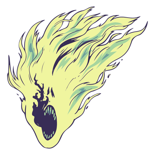 Una criatura de fuego con boca siniestra Diseño PNG
