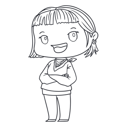 Ein süßes Chibi-Mädchen, das den Tag genießt PNG-Design