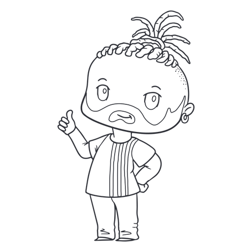 Personagem Chibi usando uma bela barba Desenho PNG