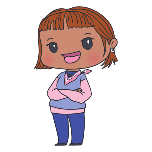 Chibi-Charakter mit bunter Kleidung PNG-Design