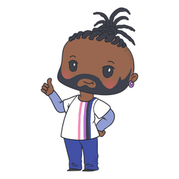 Cute Chibi Character With Beard PNG & SVG Design For T-Shirts