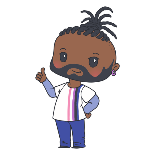 Cute chibi character with beard PNG Design