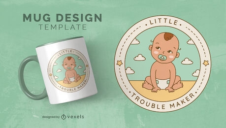 Adorable diseño de plantilla de taza de bebé