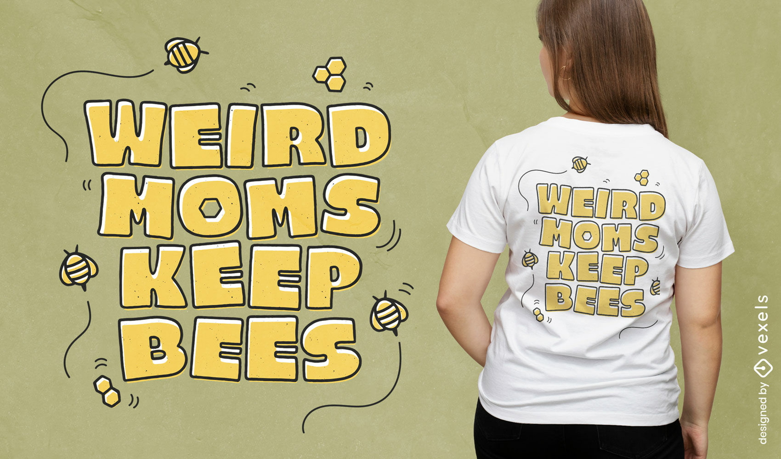 M?es estranhas mant?m design de camiseta com cita?es de abelhas