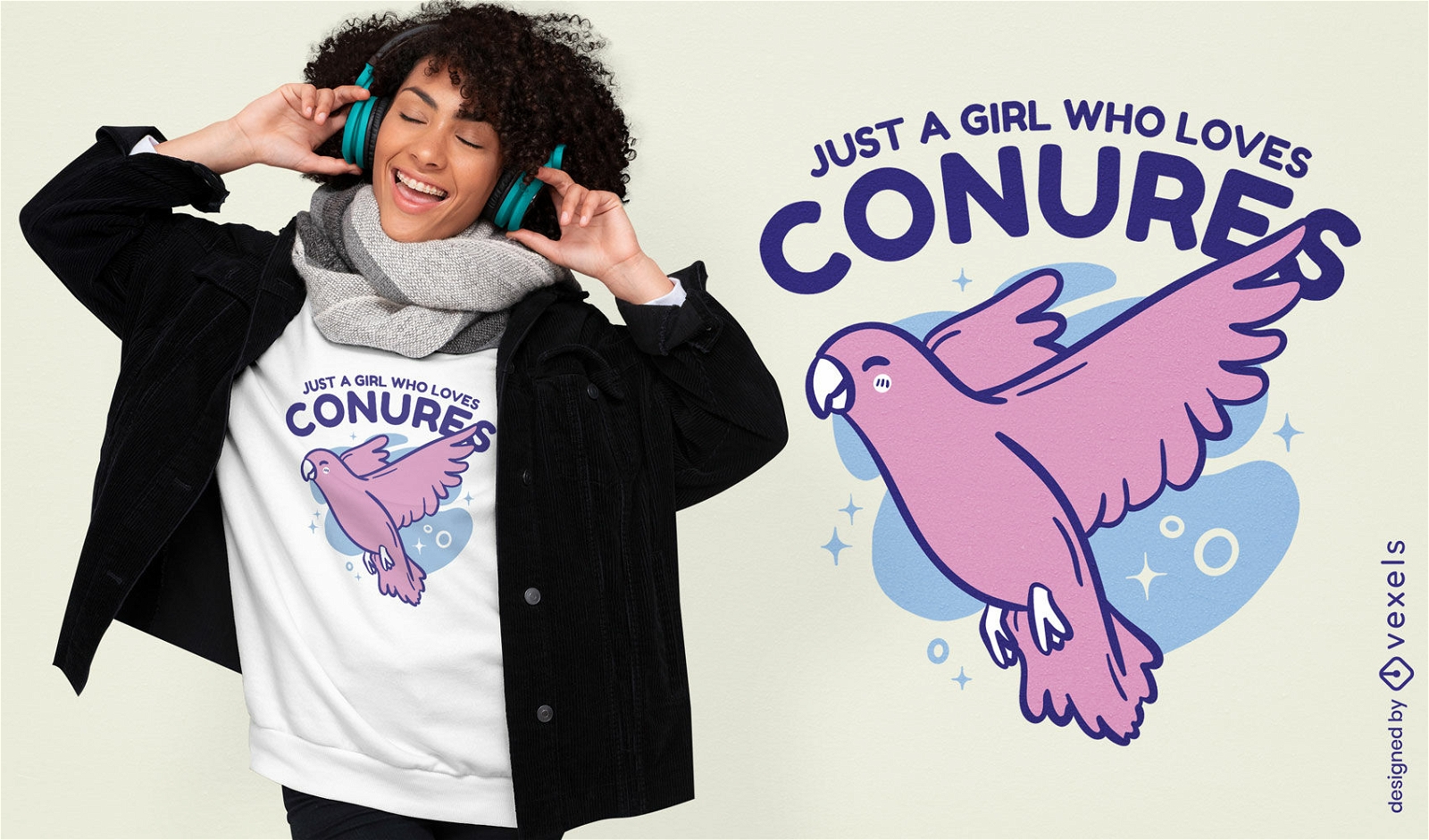 Girl who loves conures bird t-shirt design