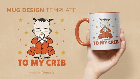 Diseño de plantilla de taza de bebé asiático adorable