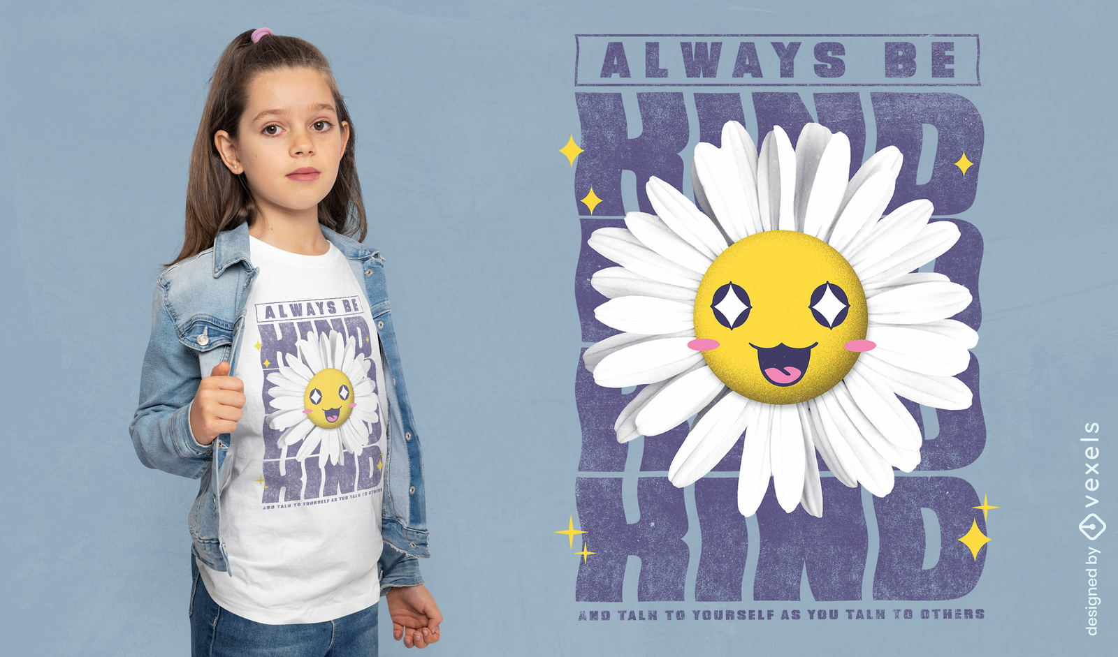 Glückliches Cartoon-Blume-PSD-T-Shirt-Design