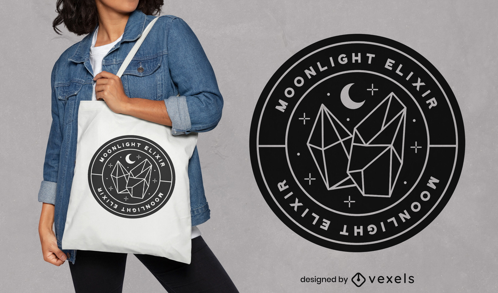 Moonlight crystals tote bag design