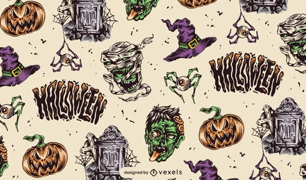 Design de padrão assustador de feriado de Halloween