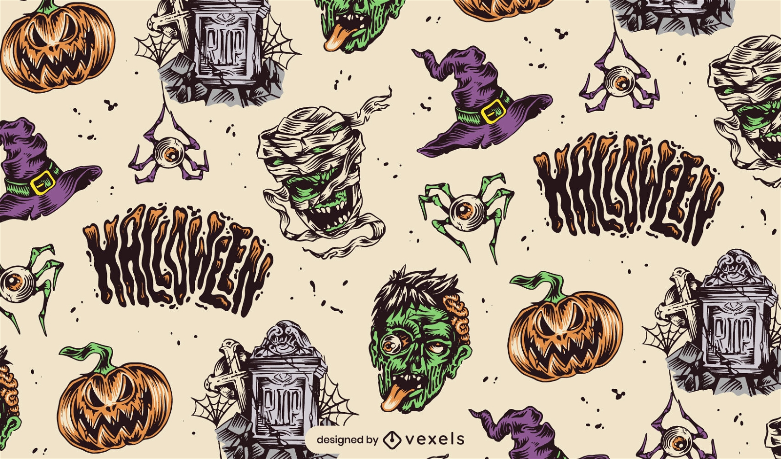 Gruseliges Musterdesign für Halloween-Feiertage