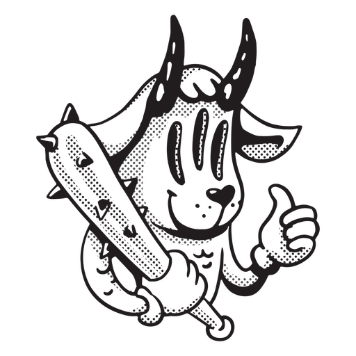 Ram holding a spiked staff PNG Design