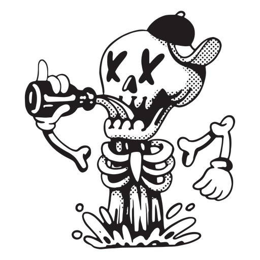 Esqueleto bebiendo veneno Diseño PNG