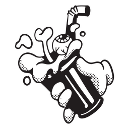 Mão segurando um copo com ossos Desenho PNG