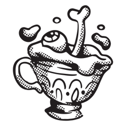 Taza de café espeluznante con huesos Diseño PNG