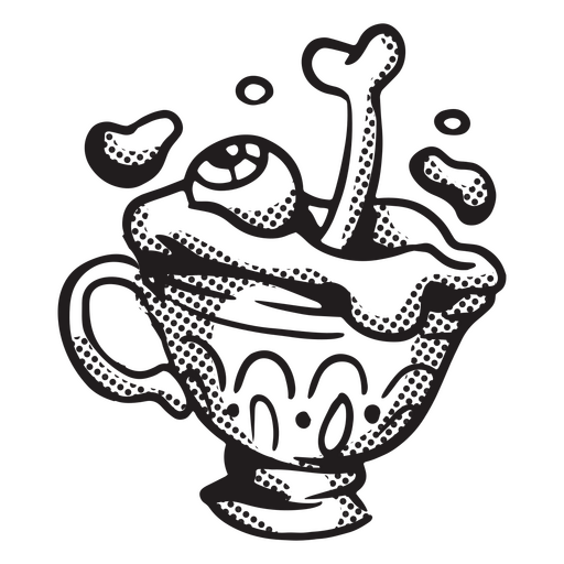 Creepy coffee cup with bones PNG Design