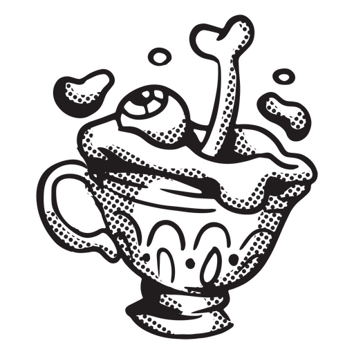 Xícara de café assustador com ossos Desenho PNG