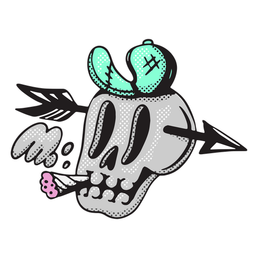 Scary skull smoking a cigarette PNG Design