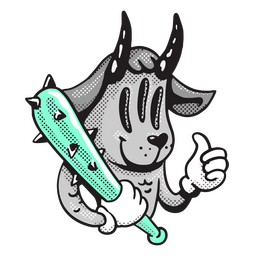 Carnero aterrador con bastón con púas Diseño PNG