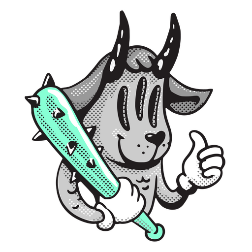 Scary ram with spiked staff PNG Design