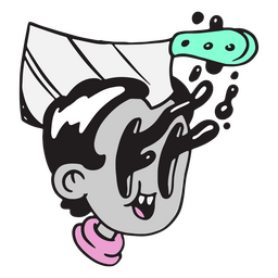 Cabeza traspasada por un cuchillo de carnicero espeluznante Diseño PNG