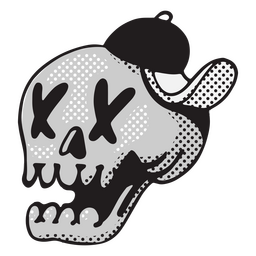 Spooky skull wearing a cap PNG Design
