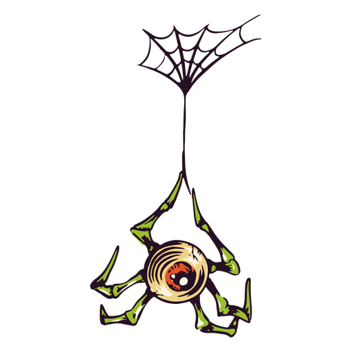 Spooky tarantula hanging on the net PNG Design