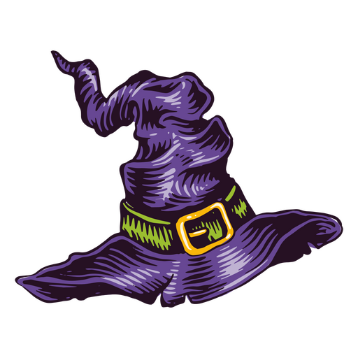 chapéu de bruxa roxo clássico Desenho PNG