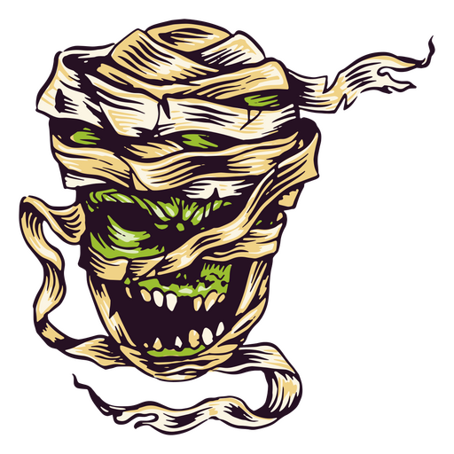 cabeça de zumbi assustador Desenho PNG