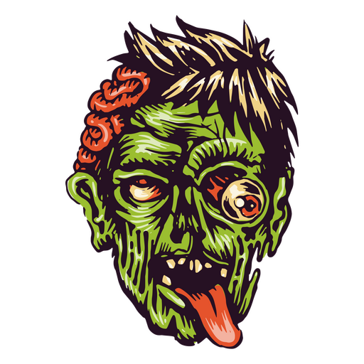 Cabeça de zumbi horrível Desenho PNG