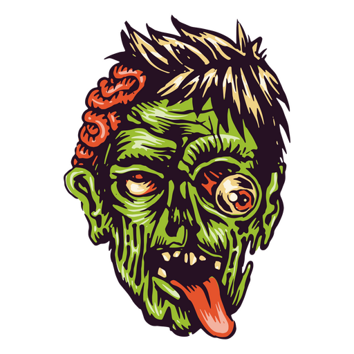 Horrible cabeza de zombi Diseño PNG