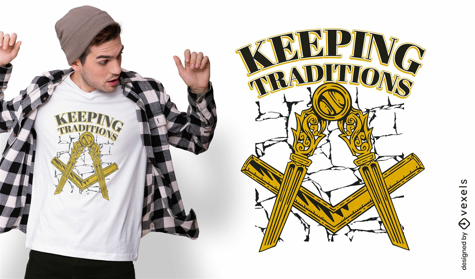 Golden compass illustration t-shirt design