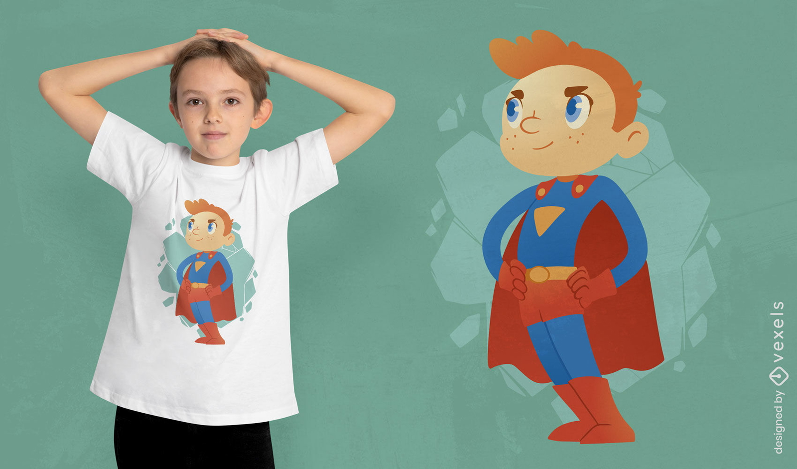 Design de camiseta infantil de super-herói fofo