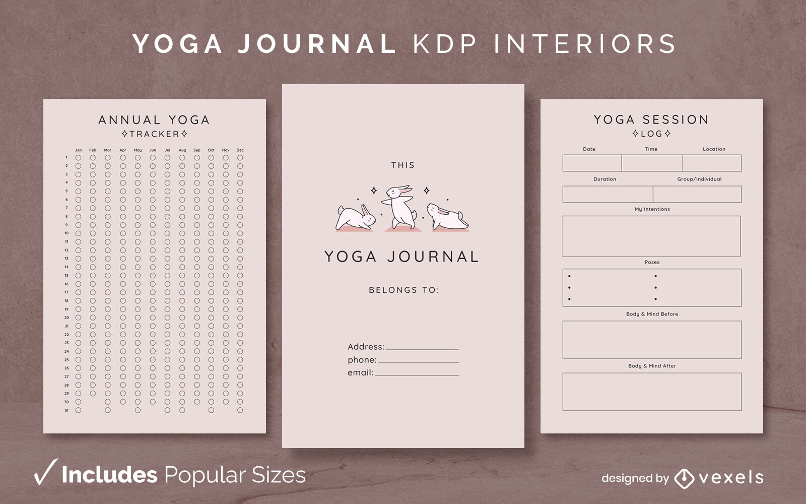 Diario de conejitos de yoga Diseño Modelo KDP