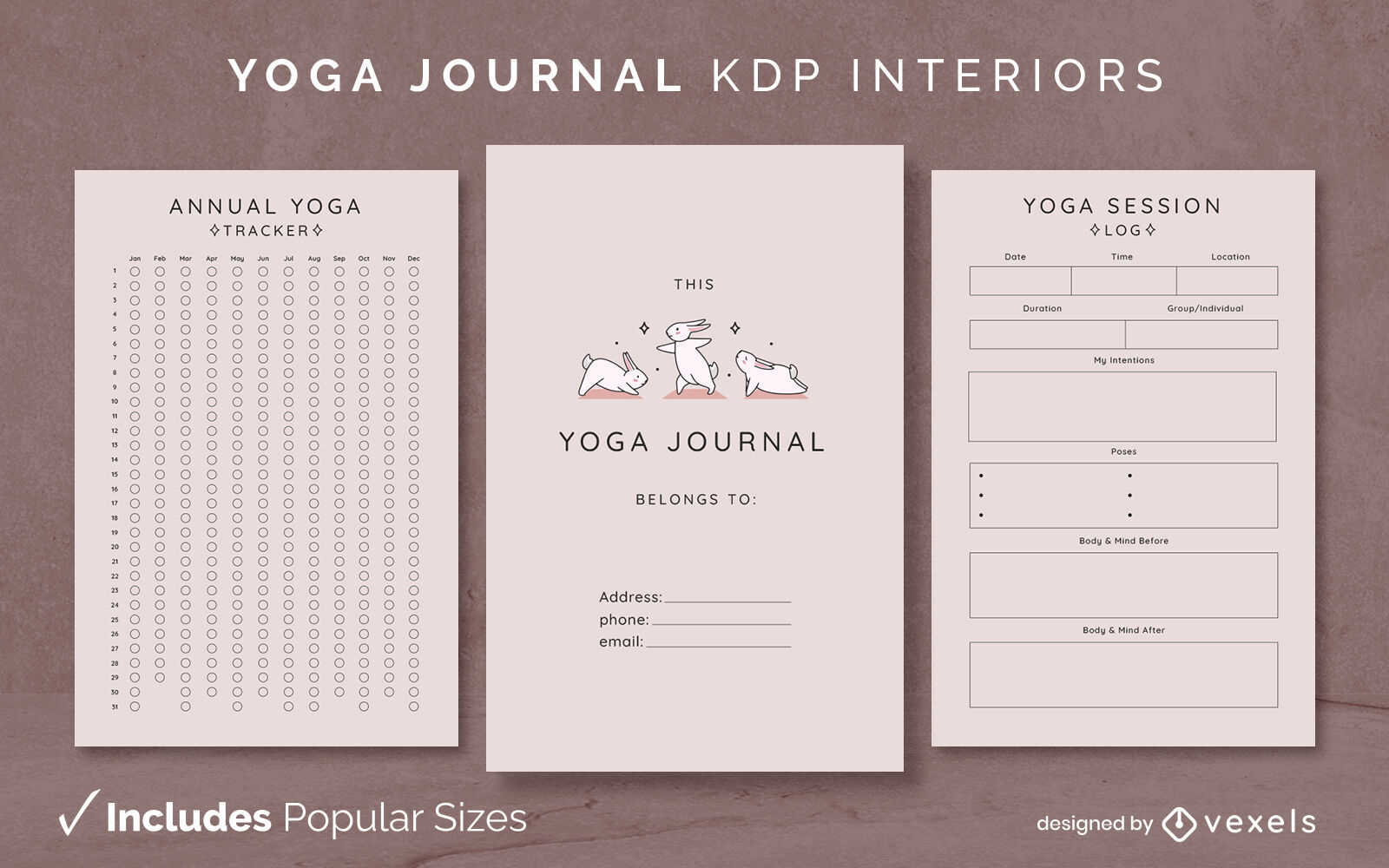 Yoga bunnies journal Design Template KDP