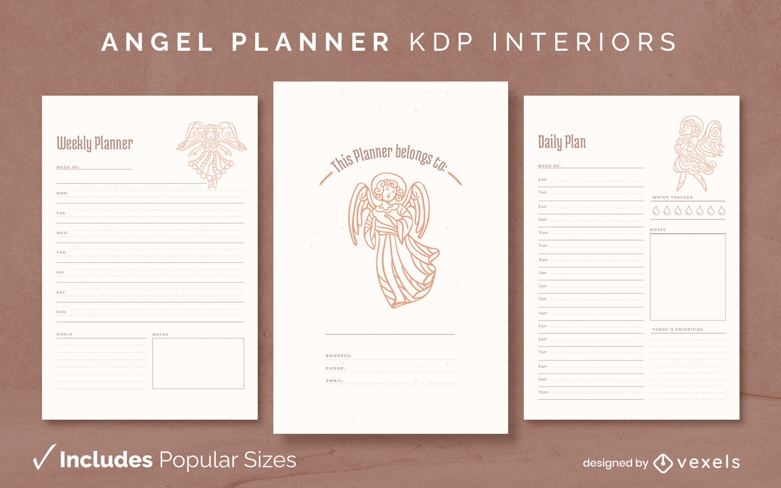 Modelo de design de diário do planejador de anjo KDP