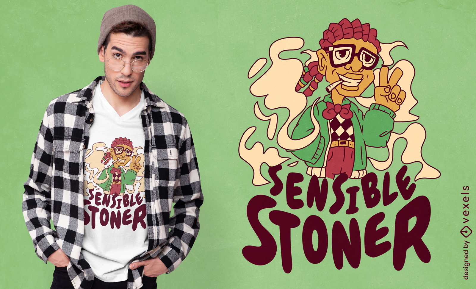 Vernünftiges Stoner-Weed-Charakter-T-Shirt-Design