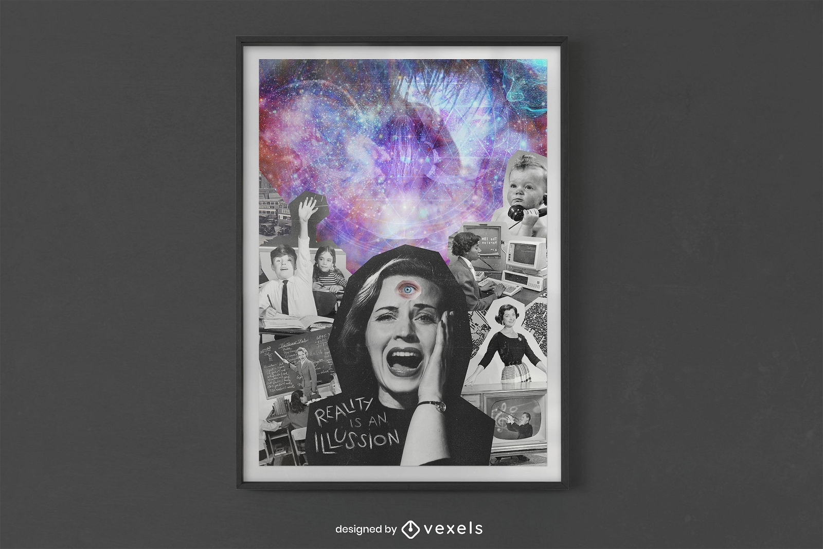 Kosmisches fotografisches Collage-Poster-Design