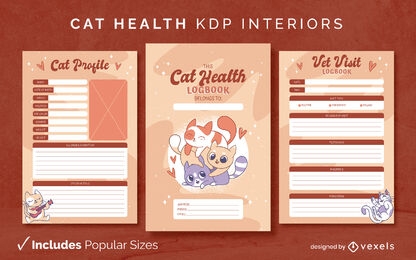Modelo de registro de rastreamento de gatos KDP Design de interiores